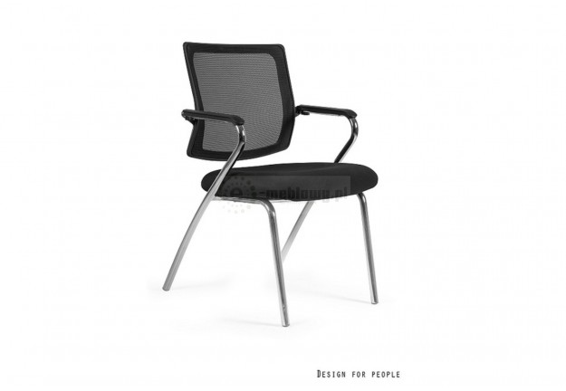 Czarne krzesło konferencyjne z podłokietnikami Roby, krzesła do sali konferencyjnej czarne Roby