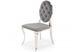 Krzesło glamour szare Sucra - srebrne nogi