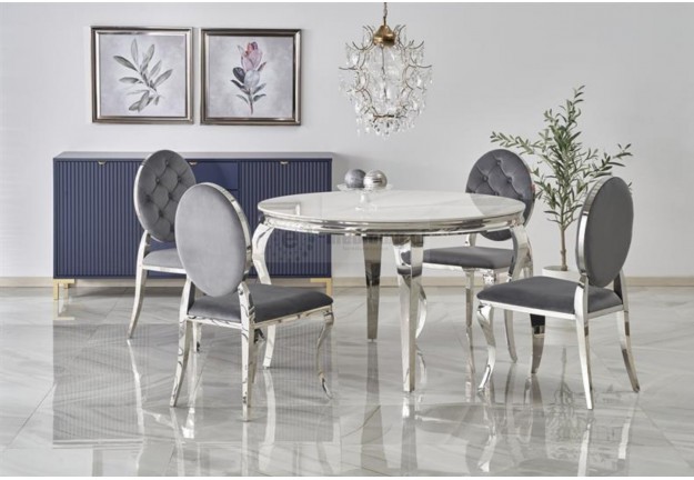 Stół okrągły 120 cm Regi biały, stół okrągły 120 cm, stół w stylu glamour, stół okrągły 120 cm Regi