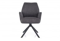Krzesło z funkcją obracania 180 stopni Hugo Brego, krzesło tapicerowane, krzesło do jadalni szare, hugo brego