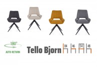 Krzesło obrotowe 180 stopni Tello Bjorn, krzesło tapicerowane, krzesło do jadalni Tello Bjorn