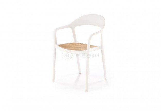 Krzesło z polipropylenu Madox, krzesła na taras, krzesła ogrodowe białe, krzesło do stołówki