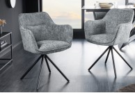 szare krzesło do jadalni Mauro, krzesło tapicerowane szare, krzesło obrotowe