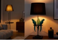 Lampka stołowa Parrot,  lampka stołowa z papugami Parrot, lampki czarne do sypialni, lampki stołowe