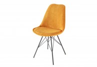 Krzesło tapicerowane sztruksem Cord, musztardowe krzesło ze sztruksu cord, krzesło do jadalni