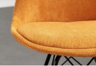 Krzesło tapicerowane sztruksem Cord, musztardowe krzesło ze sztruksu cord, krzesło do jadalni
