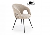Krzesło tapicerowane Kobi, krzesło do jadalni, krzesło z funkcją obracania 180 stopni Kobi