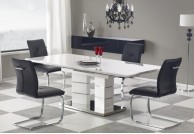 stół, stoły, nowoczesne stoły, eleganckie stoły, stół do salonu, stół lakierowany, biały połysk, zestaw, rozkładany