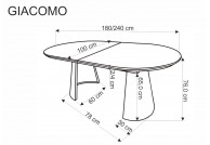 Owalny stół rozkładany 180-240 cm Giacomo, stół do jadalni rozkładany Giacomo