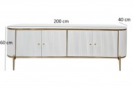 Szafka RTV biała w stylu glamour Symphony, biała szafka rtv glamour 200 cm Symphony, meble glamour białe