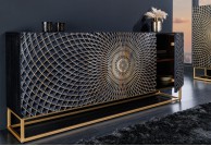 Komoda z drewna mango ILLUSION 180 cm, komoda do salonu czarna, komoda do sypialni czarna