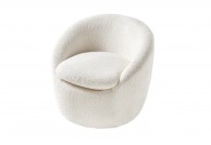 Fotel biały boucle Teddy, fotel obrotowy 360 biały, fotel biały teddy, fotel do salonu biały teddy, fotel do