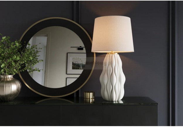 Lampa stołowa biała Luell 65 cm, biała lampa na komodę Luell, lampa do salonu