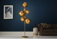 Lampa stojąca złota Liquid Gold, lampa podłogowa, lampa do salonu złota Liquid Gold