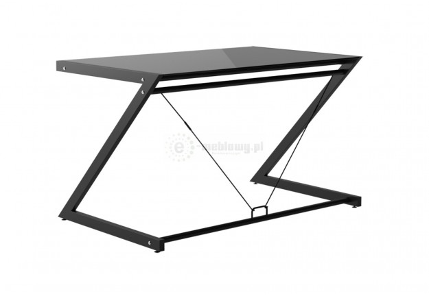 biurko do komputera, szklane biurko komputerowe, biurko ze szklanym blatem w kolorze białym, stelaż czarny