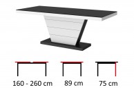 stół rozkładany Vega, czarny mat biały połysk, stoły rozkładane vega