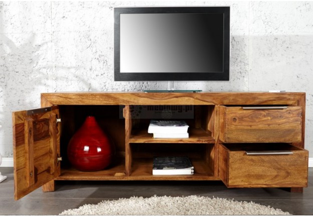 Szafka pod telewizor z szufladami, drewniana szafka pod telewizor z szufladami, palisander,brązowa szafka rtv