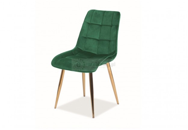 zielone krzesło z aksamitu chic velvet ze złotymi nogami