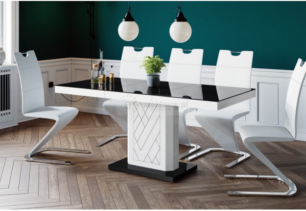 stół rivia i krzesła inspire, stół czarno biały i krzesła, stół rozkładany rivia, polskie stoły