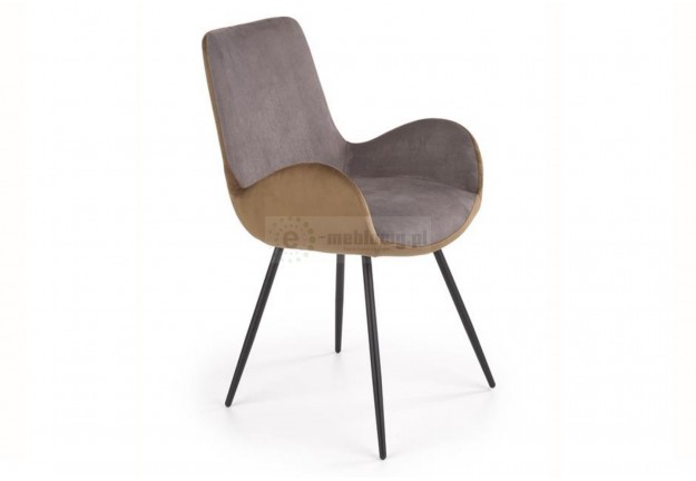 krzesło szaro brązowe artie,  krzesła z tkaniny velvet artie, krzesła do salonu