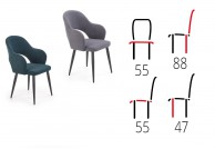 krzesło z tkaniny aksamitnej w kolorze szarym Blase, krzesło do salonu z aksamitu