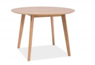 okragły stół 100 cm w stylu skandynawskim, stół mosso dąb, stół brązowy okrągły z drewnianymi nogami