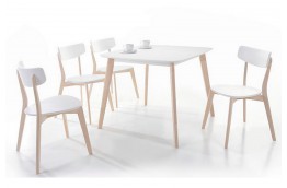 Stół w stylu skandynawskim 90x80 tibi - biały+dąb bielony