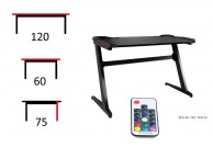 czarne biurko gamingowe, biurko dla gracza, biurko ze światłami led, swiecące biurko dynamiq v4
