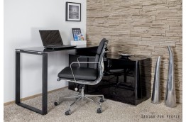 Czarne biurko narożne z komodą marin 120x60 cm