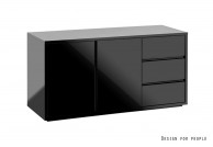 czarne biurko z szafką marin, funkcjonalne biurko czarne unique, biurko czarne marin