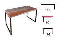 drewniane biurko do komputera smoke, biurko 120x60 smoke z drewnianym blatem