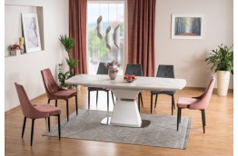Rozkładany stół  z blatem z efektem marmuru saturn 160x210x90x76