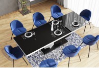 rozkladany stół lakierowany viva, stół polski viva biało czarny, stół i krzesła, czarny blat