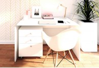 Białe biurko manicure w wysokim połysku 130 cm, lakierowane biurko manicure 130 cm,biurka