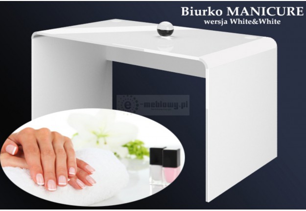 Białe biurko manicure w wysokim połysku 130 cm, lakierowane biurko manicure 130 cm,biurka