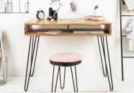 biurko do komputera, biurko z drewna mango szare i brązowe Scorpion 100 cm,biurko 100 cm