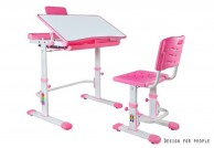 zestaw biurko i krzesło dla dzieci z regulacją wysokości, różowe biurko dla dziewczynki Sandy