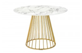 stół w stylu glamour z blatem z efektem marmuru Glam Marble, stół na złotej nodze