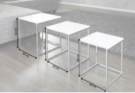 trzy białe stoliki kawowe do salonu birger, stoliki 3 w 1, wsuwane stoliki