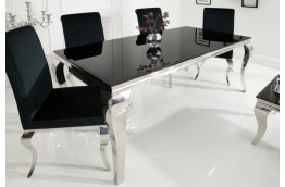 Stół w stylu glamour 180 cm czarny+srebrny modern barok