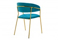 turkusowe krzesło ze złotymi nogami Margo, krzesło margo welurowe w stylu glamour