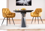 stół czarny cortez ceramic i krzesła cherry velvet, stół i krzesła