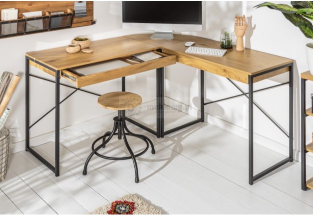 narożne biurko, biurka narożne, biurka do gabinetu w stylu industrialnym Fenix