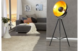 Czarno złota lampa podłogowa tv 160 cm
