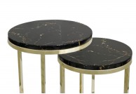 zestaw dwóch stolików kawowych Camelio, stoliki 2 w 1 Camelio 50 cm, brązowe stoliki z marmuru