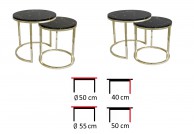 zestaw dwóch stolików kawowych Camelio, stoliki 2 w 1 Camelio 50 cm, brązowe stoliki z marmuru