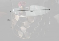 okrągła ława szklana Scale, ława szklana do salonu 70 cm Scale stolik kawowy Scale,brązowa ława
