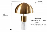 Lampka na komodę do salonu Umbrella złota z marmurem