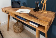 drewniane biurko retro 120 cm, biurko z drewna mango z szufladą,biurko retro