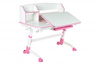 biurko dla dzieci amare II, biurka do pokoju dziecka amare II, różówo białe biurko amare II, biurko z regulacją wysokości amare